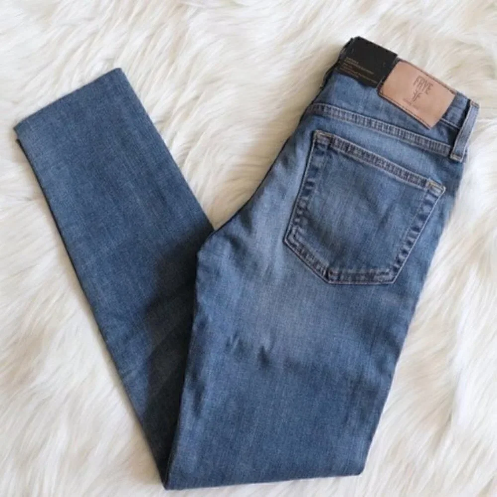 NWT FRYE Sienna Medium Blue Wash Ripped Distressed Skinny Jeans Size 25